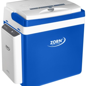 Lada frigorifica auto si camping ZORN Z 26 LNE, 25 litri, alimentare 12V/230V + acumulator extern Li-ion 7.8 Ah, racire-incalzire, alb-albastru - Img 1