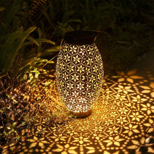 Lampa cu incarcare solara Görvito, LED, metal, negru/alama, 31 x 15 cm