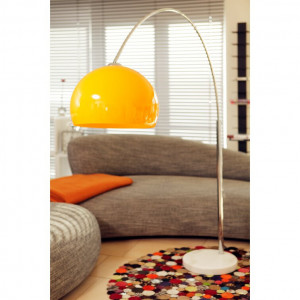 Lampadar arcuit Ashlock, metal/ plastic/ piatra, abajur portocaliu, inaltime 208 cm 