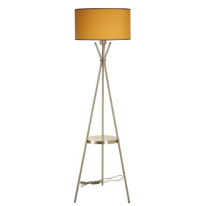 Lampadar Christiana, metal/textil, auriu/galben, 185 x 50 x 5 cm