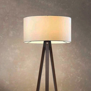 Lampadar Delasandro, poliester/lemn, crem/maro inchis, 38 x 21 x 140 cm