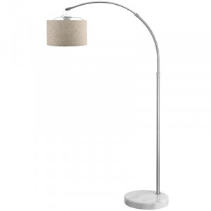 Lampadar Narra, metal/plastic/textil, argintiu/alb/bej, 150-175 x 25 cm