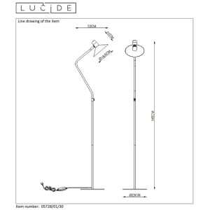 Lampadar Pepijn, metal, negru/auriu, 145 x 23 x 32 cm