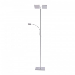 Lampadar Ruben, LED, dimmer tactil, acril/ metal, alb/ argintiu, 61 x 182 x 62 cm