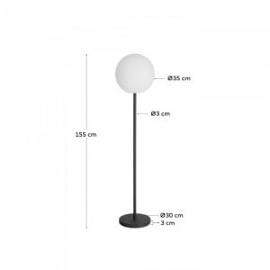 Lampadar Rubicon, LED, metal/sticla, alb/negru, 35 x 155 cm