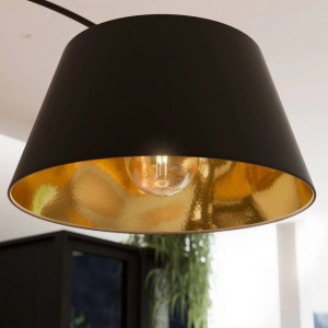 Lampadar Stofa, metal/tesatura, negru/auriu, 37 x 192 x 165 cm - Img 6