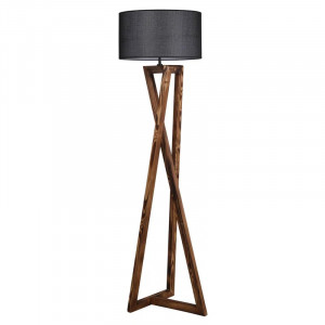Lampadar Tilson, lemn masiv/textil, maro/negru, 150 x 45 x 45 cm
