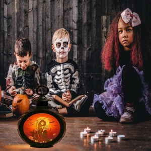 Lanterna cu LED cu lumina de noapte pentru Halloween XINNIAN, plastic, negru/portocaliu, 12 x 8,5 cm