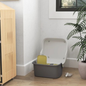 Litiera pentru pisici Re-Bloom, polipropilena, crem/gri, 50 x 50 x 39 cm, Resigilat, Grad A - Img 2
