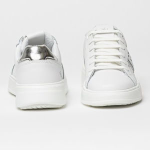 Lumberjack, Pantofi sport de piele ecologica cu detalii perforate Pria, Alb, Argintiu, 38, Resigilat, Grad A - Img 3