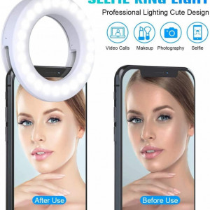 Lumina inelara LED pentru selfie Juda, USB, 3 niveluri de luminozitate, 3 trepte de temperatura, 9 x 9 x 3,1 cm - Img 6