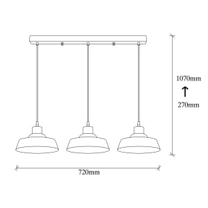 Lustra tip pendul Excalibur, 3 lumini, metal, alama/negru, 72 x 22 x 107 cm