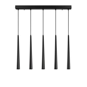 Lustra tip pendul Exton, 5 lumini, LED, metal, negru, 78 x 5 x 135 cm