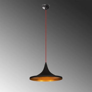 Lustra tip pendul Linda, metal, negru/auriu, 35 x 117 cm