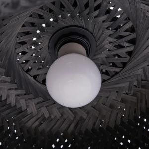 Lustra tip pendul Lindby Eskil, bambus, negru, 46,5 x 150 cm - Img 2
