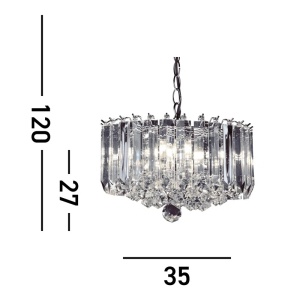 Lustra tip pendul Nessa, 4 lumini, metal/acril, argintiu, 35 x 27 x 120 cm