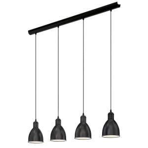 Lustra tip pendul Priddy, 4 lumini, metal, negru, 98 x 16 x 110 cm