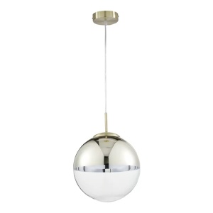 Lustra tip pendul Saundra, sticla/metal, transparent/auriu, 30 x 30 x 120 cm