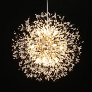 Lustra tip pendul Starburst, 12 lumini, metal/cristal, auriu, 55 x 55 x 200-250 cm