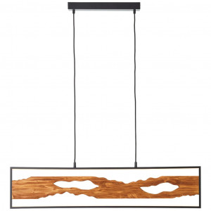 Lustra tip pendul Union Rustic, metal/lemn, negru/natur, 150 x 100 x 8,5 cm