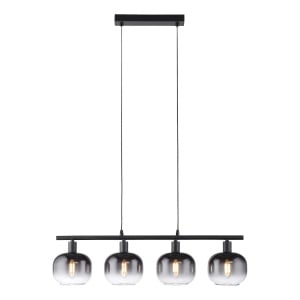 Lustra tip pendul Zea, 4 lumini, metal/sticla, negru/gri, 68 x 14 x 120 cm