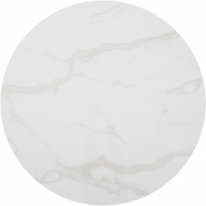 Masă rotundă Karla cu efect de marmură, alb mat, 90 x 75cm - Img 3