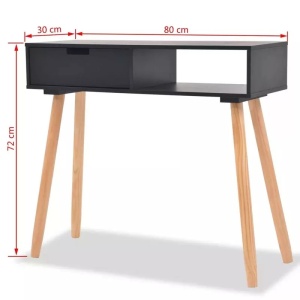 Masa tip consola Adel, lemn masiv/MDF, negru/maro, 30 x 72 x 80 cm