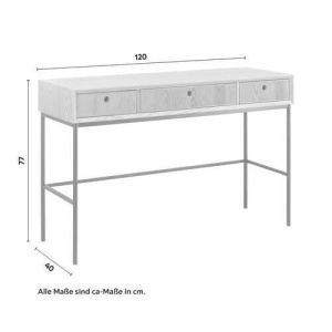 Masa tip consola Milano, lemn masiv/metal, natur/negru, 120 x 40 x 77 cm