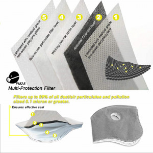 Masca de protectie praf M cu filtru de carbon si supape pentru motocicleta HONYAO, gri, fibra de carbon/nailon/bumbac, cu 8 filtre suplimentare - Img 4
