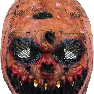 Masca pentru Halloween Formizon, model dovleac, latex, portocaliu/negru/verde, 30 x 22 cm