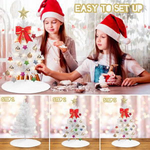 Mini brad artificial de Craciun cu lumini si ornamente Oryidr, multicolor, PVC, 60 cm - Img 8