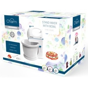 Mixer cu bol Heinner Charm HMB-350BL, Putere 300W, 5 viteze + turbo, Alb/Albastru - Img 3