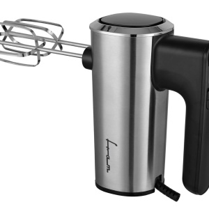Mixer de mana Fram FHM-4006DSS, Putere 400W, 6 Viteze + Turbo, Ecran LCD, Teluri si carlige inox, Negru/Inox