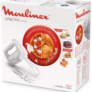 Mixer de mana Moulinex HM450, alb/gri, 18,4 x 13,1 x 7,3 cm - Img 3
