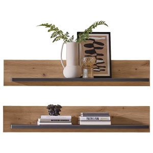 Moosic set 2 rafturi de perete LED 100x15x23 cm, MDF foliat, stejar artizanal/grafit, 12V - Verificat A · Re-Bloom - Img 4