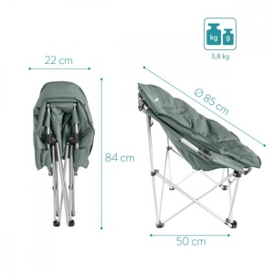 Navaris scaun pliabil de exterior, captusit, max 150kg, 84x22x21cm, Gri - Verificat A · Re-Bloom - Img 3