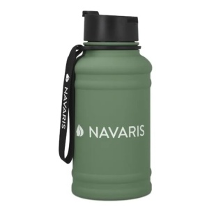 Navaris sticla de apa otel inoxidabil perete simplu, 1.3L, 22.5x10 cm, 235g, verde - Verificat A · Re-Bloom