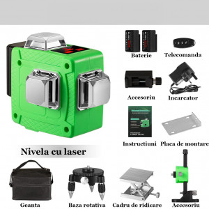 Nivela laser Fancyall, ABS, verde, 12 linii