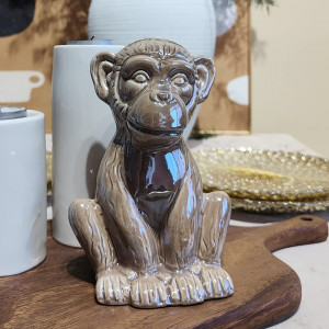 Obiect decorativ Casaido, model maimuta, maro inchis, ceramica, 15,4 x 10,2 x 10 cm, - Img 6