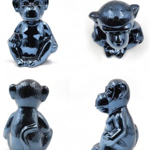 Obiect decorativ Casaido, model maimuta, negru, ceramica, 19,4 x 13,7 x 12 cm - Img 3