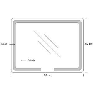 Oglinda baie GNMD21 cu iluminare LED si functie touch, 80 cm, suspendata, alb - Img 3