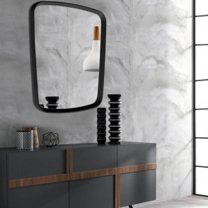 Oglinda de perete Henni Otto, lemn/sticla, negru, 59 x 4 x 72 cm