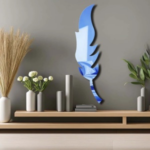 Oglinda decorativa de perete Re-Bloom, plexiglas/eva, albastru, 18 x 65 cm - Img 3