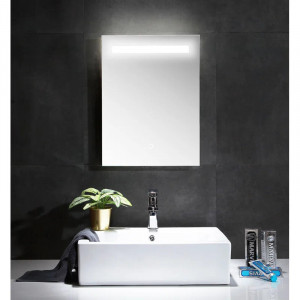 Oglinda pentru baie Aycock, LED, sticla/acril, 60 x 45 x 3,2 cm