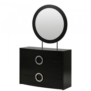 Oglindă rotundă pentru masa de toaleta, negru, 80 x 80 cm - Img 2