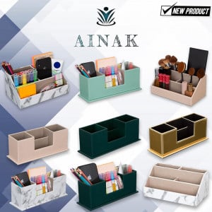 Organizator de birou AINAK, piele artificiala, roz, 29,5 x 11 x 11 cm - Img 4