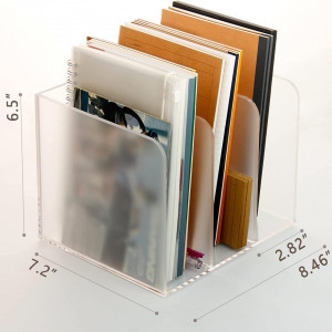Organizator de birou cu 3 compartimente SANRUI, acrilic, alb, 16,5 x 18,2 x 21,5 cm - Img 4