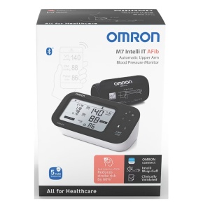 Pachet Tensiometru de brat automat OMRON M7 IT AFib, Tehnologie Intellisense, Adaptor AC original Omron, Alb, Resigilat, Grad A - Img 3