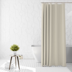 Perdea de dus Ella Home cu 12 inele, poliester, rezistenta la apa, ivoire, 180x200 cm