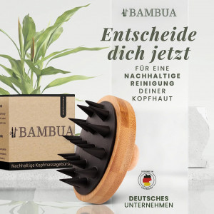 Perie de masaj pentru scalp BAMBUA, bambus/silicon, natur/negru, 9 x 9 x 6 cm - Img 3